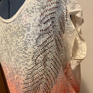 Faith Connexion White and Orange Embellished Top